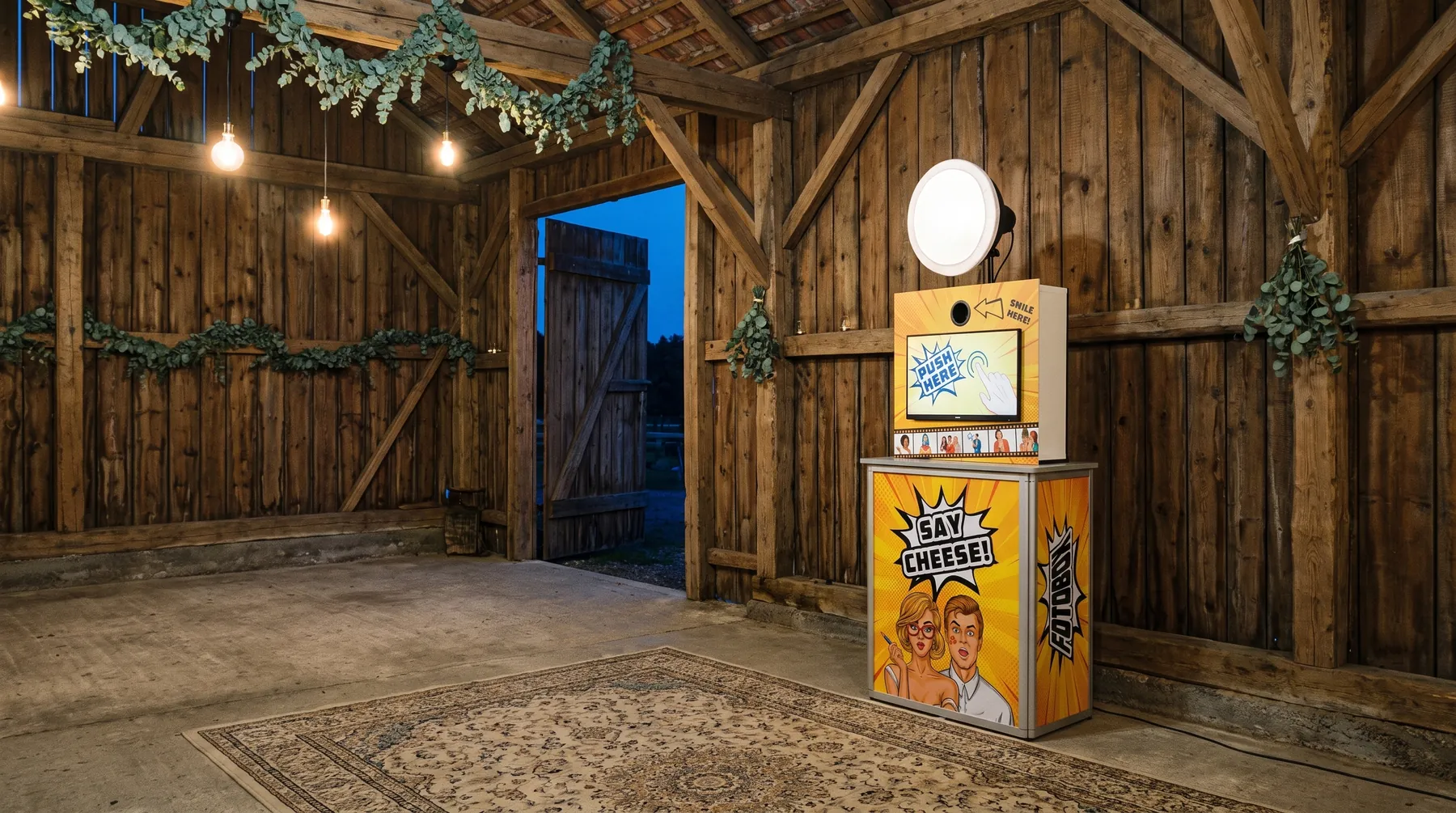 Die Fotobox bei einer Scheunenhochzeit